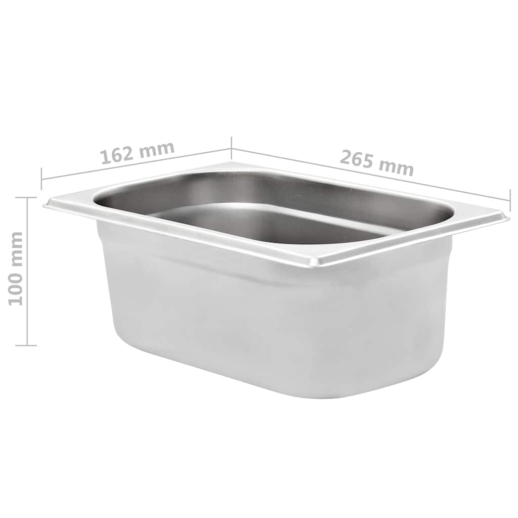 vidaXL Pojemniki gastronomiczne 8 szt. GN 1/4, 100 mm, stal nierdzewna