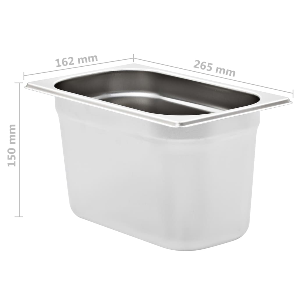 vidaXL Pojemniki gastronomiczne 4 szt. GN 1/4, 150 mm, stal nierdzewna