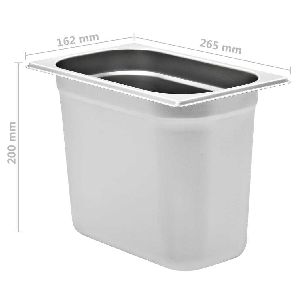vidaXL Pojemniki gastronomiczne 4 szt. GN 1/4, 200 mm, stal nierdzewna