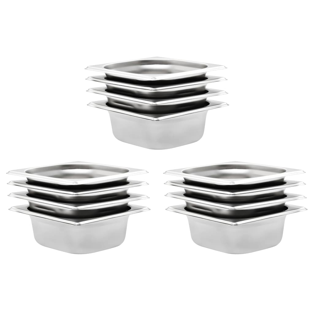 vidaXL Pojemniki gastronomiczne 12 szt. GN 1/6, 65 mm, stal nierdzewna