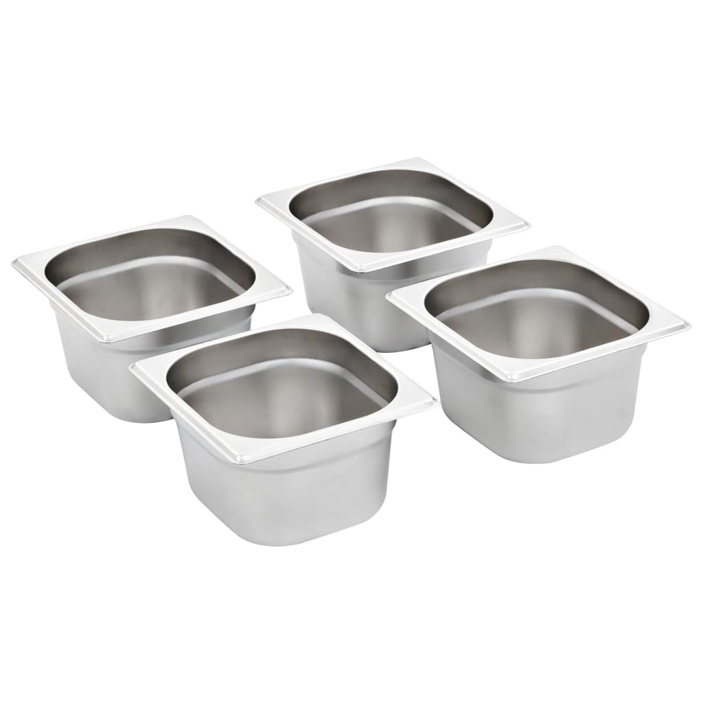 vidaXL Pojemniki gastronomiczne 12 szt. GN 1/6, 100 mm stal nierdzewna