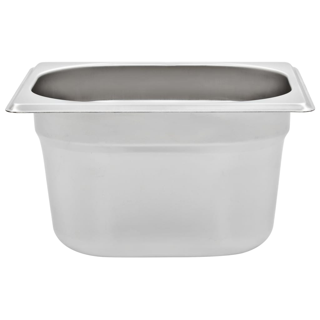 vidaXL Pojemniki gastronomiczne 12 szt. GN 1/6, 100 mm stal nierdzewna
