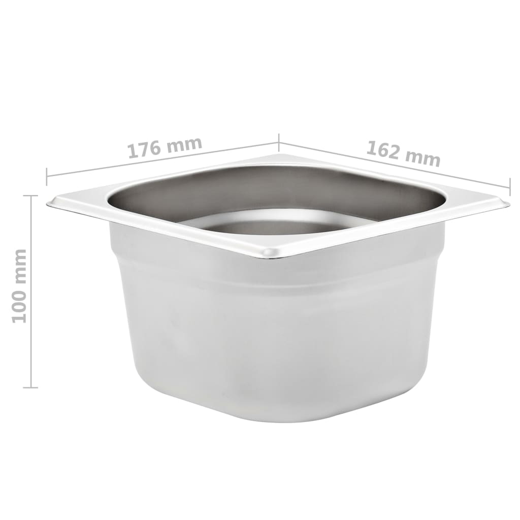 vidaXL Pojemniki gastronomiczne 12 szt. GN 1/6, 100 mm stal nierdzewna