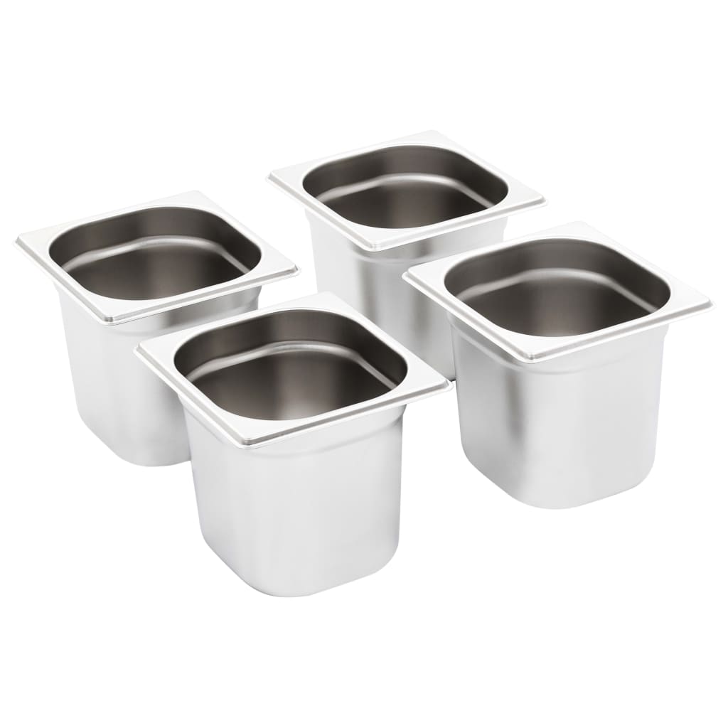 vidaXL Pojemniki gastronomiczne 8 szt. GN 1/6, 150 mm, stal nierdzewna