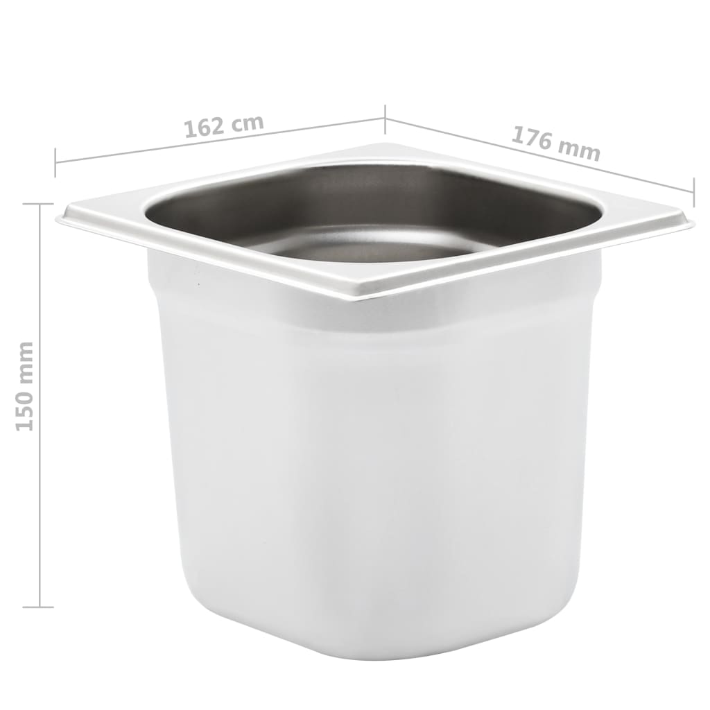 vidaXL Pojemniki gastronomiczne 8 szt. GN 1/6, 150 mm, stal nierdzewna
