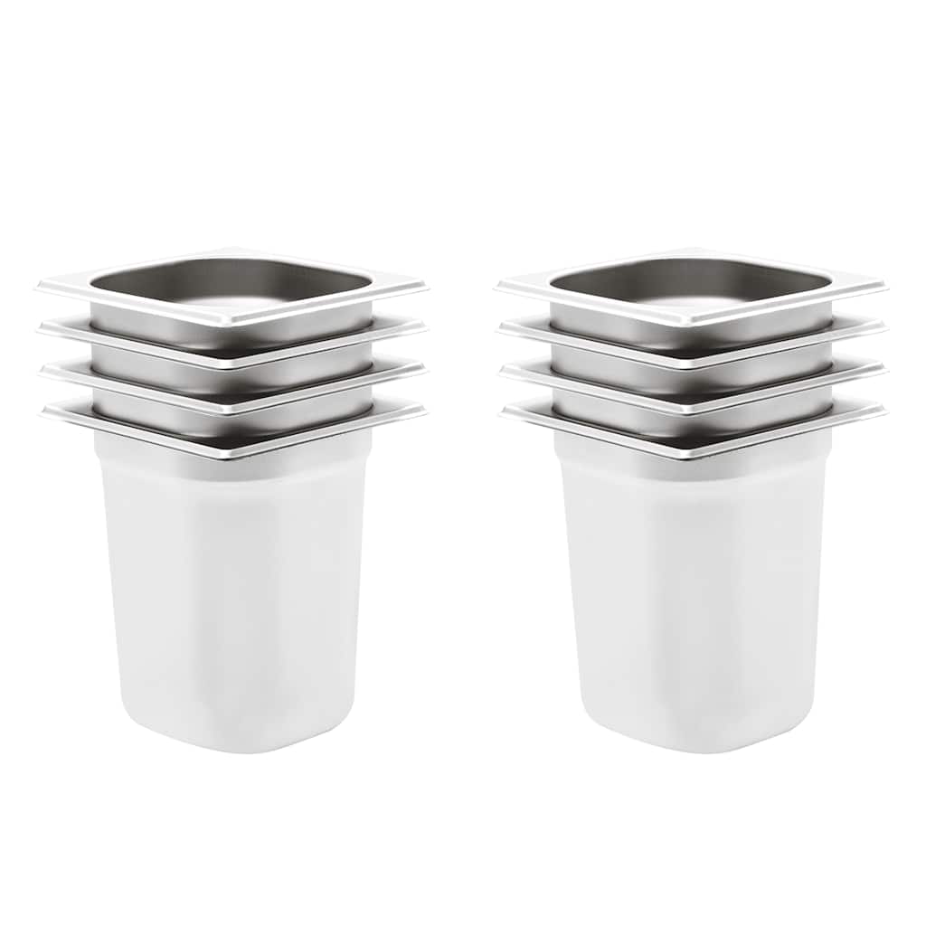 vidaXL Pojemniki gastronomiczne 8 szt. GN 1/6, 200 mm, stal nierdzewna