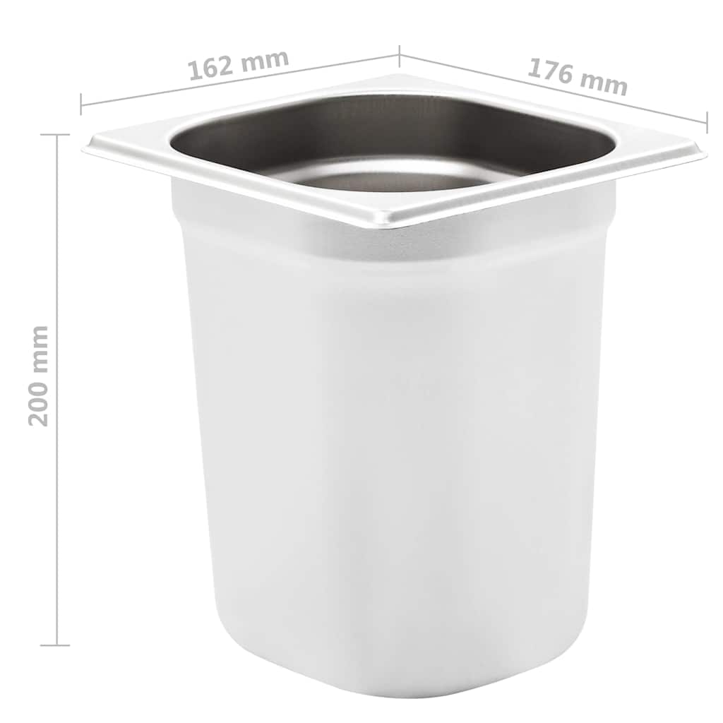 vidaXL Pojemniki gastronomiczne 8 szt. GN 1/6, 200 mm, stal nierdzewna