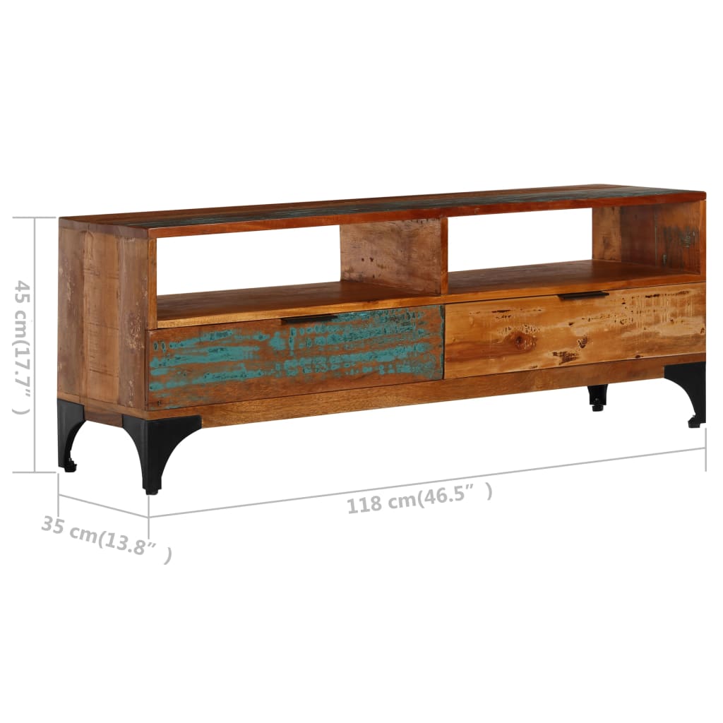 vidaXL Szafka pod TV, 118x35x45 cm, lite drewno odzyskane
