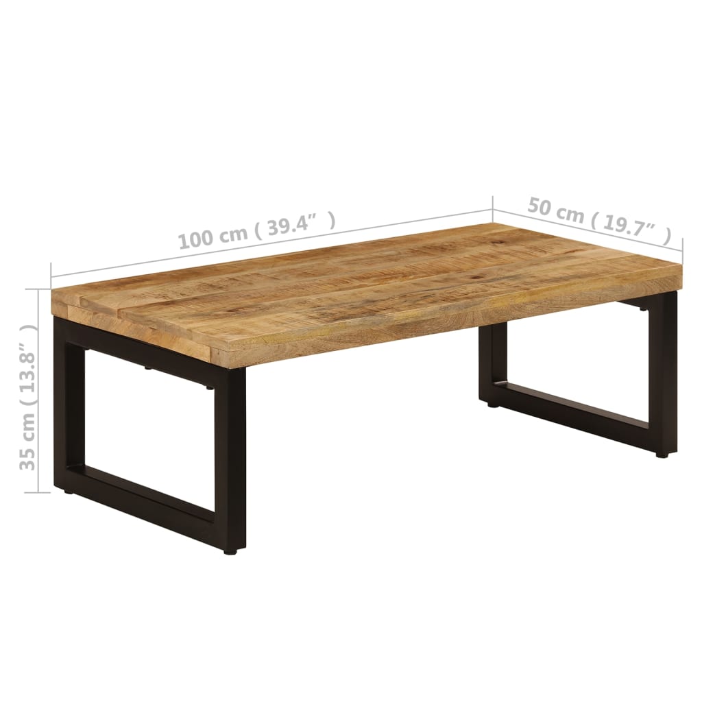 vidaXL Stolik kawowy, 100x50x35 cm, lite drewno mango i stal