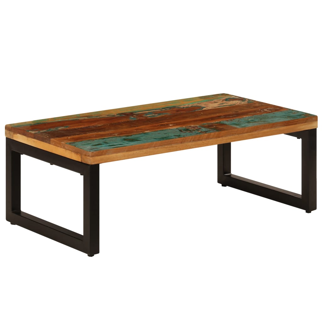 vidaXL Stolik kawowy, 100x50x35 cm, lite drewno z odzysku i stal