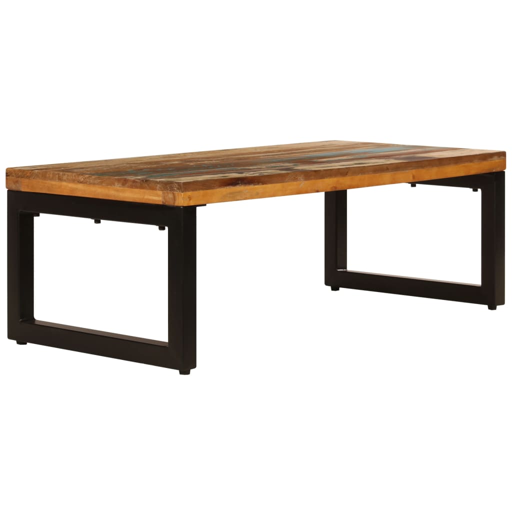 vidaXL Stolik kawowy, 100x50x35 cm, lite drewno z odzysku i stal