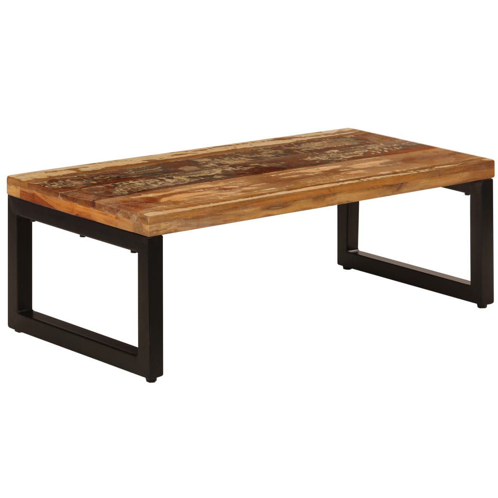 vidaXL Stolik kawowy, 100x50x35 cm, lite drewno z odzysku i stal