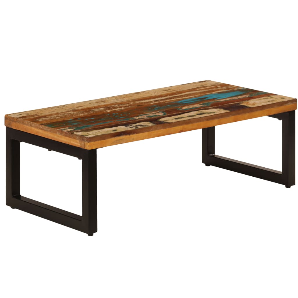 vidaXL Stolik kawowy, 100x50x35 cm, lite drewno z odzysku i stal