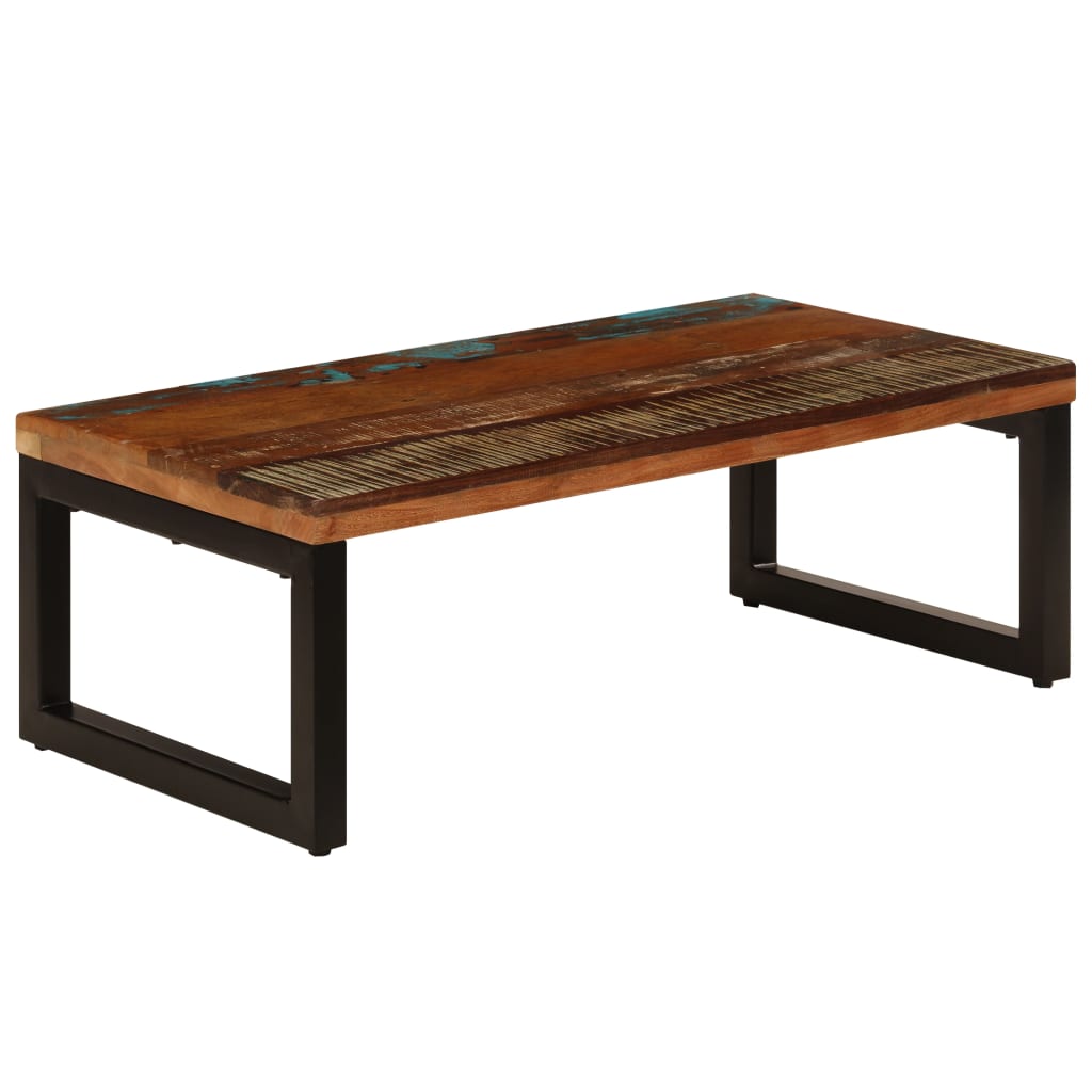 vidaXL Stolik kawowy, 100x50x35 cm, lite drewno z odzysku i stal