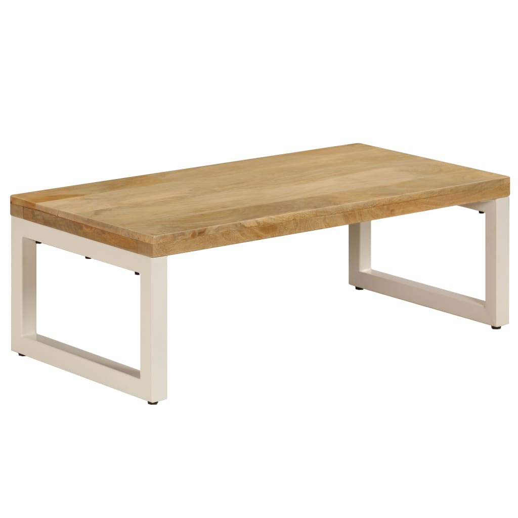 vidaXL Stolik kawowy, 100x50x35 cm, lite drewno mango i stal