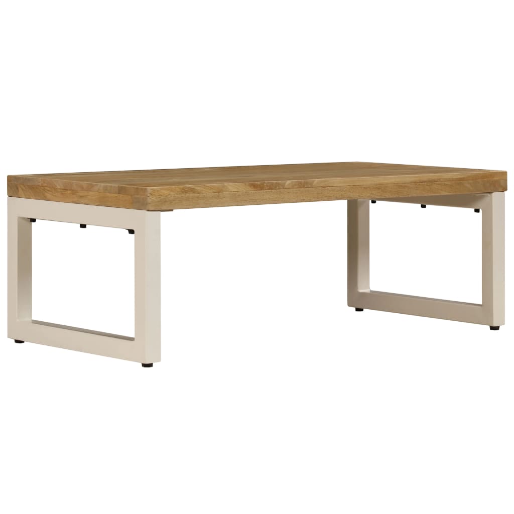 vidaXL Stolik kawowy, 100x50x35 cm, lite drewno mango i stal