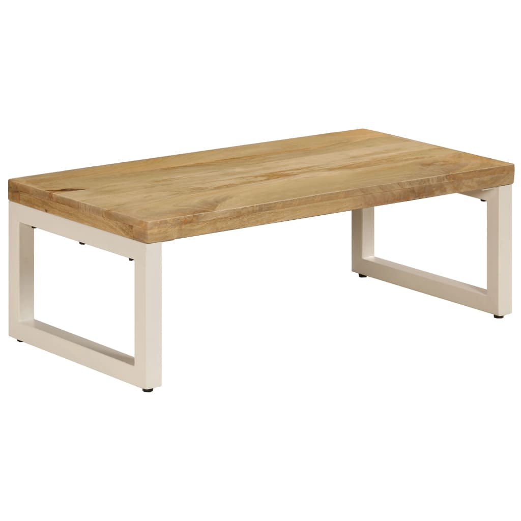 vidaXL Stolik kawowy, 100x50x35 cm, lite drewno mango i stal