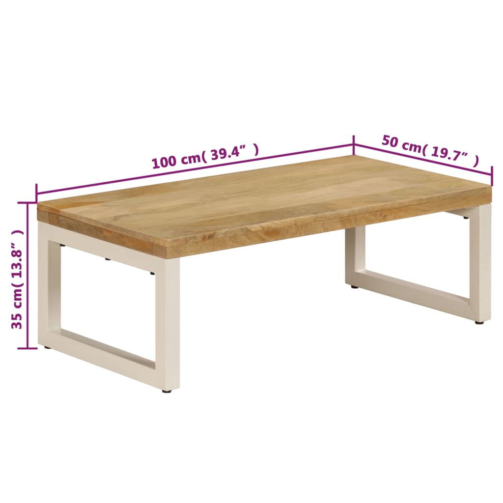 vidaXL Stolik kawowy, 100x50x35 cm, lite drewno mango i stal