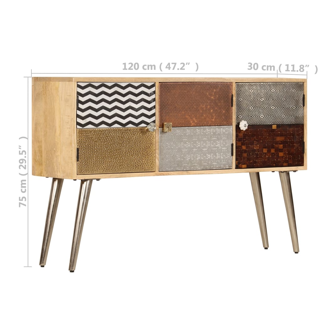 vidaXL Szafka, 120x30x75 cm, lite drewno mango
