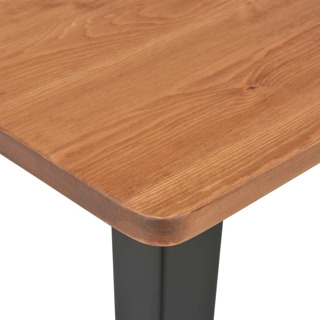vidaXL Stolik barowy, czarny, 60x60x108 cm, lite drewno sosnowe i stal