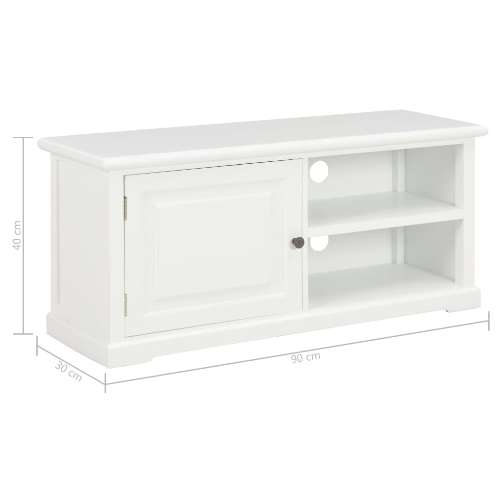 vidaXL Szafka pod TV, biała, 90x30x40 cm, drewniana