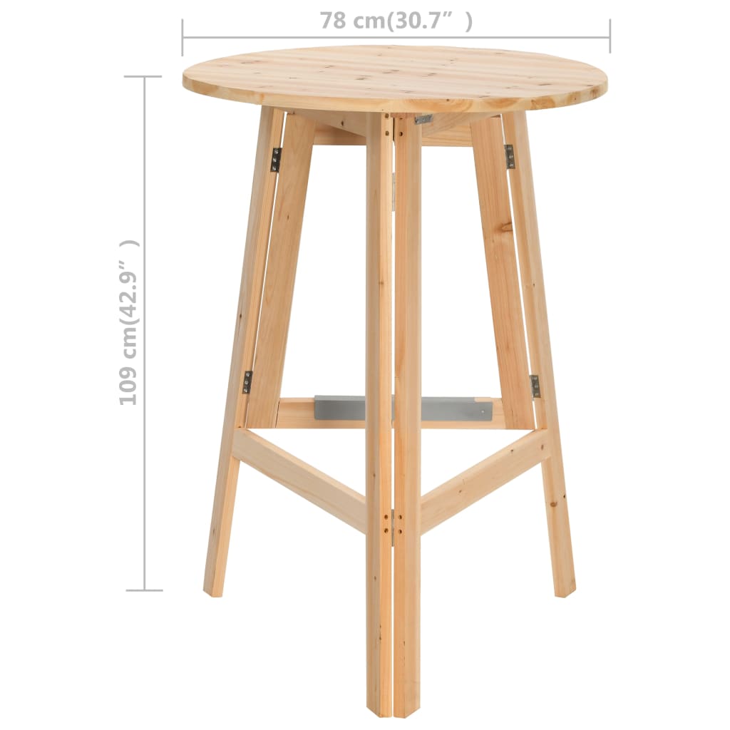 vidaXL Składany stolik barowy, 78 cm, drewno jodłowe