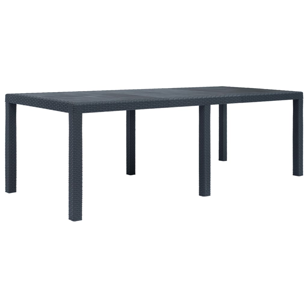 vidaXL Stół ogrodowy, 220x90x72 cm, plastikowy, antracytowy