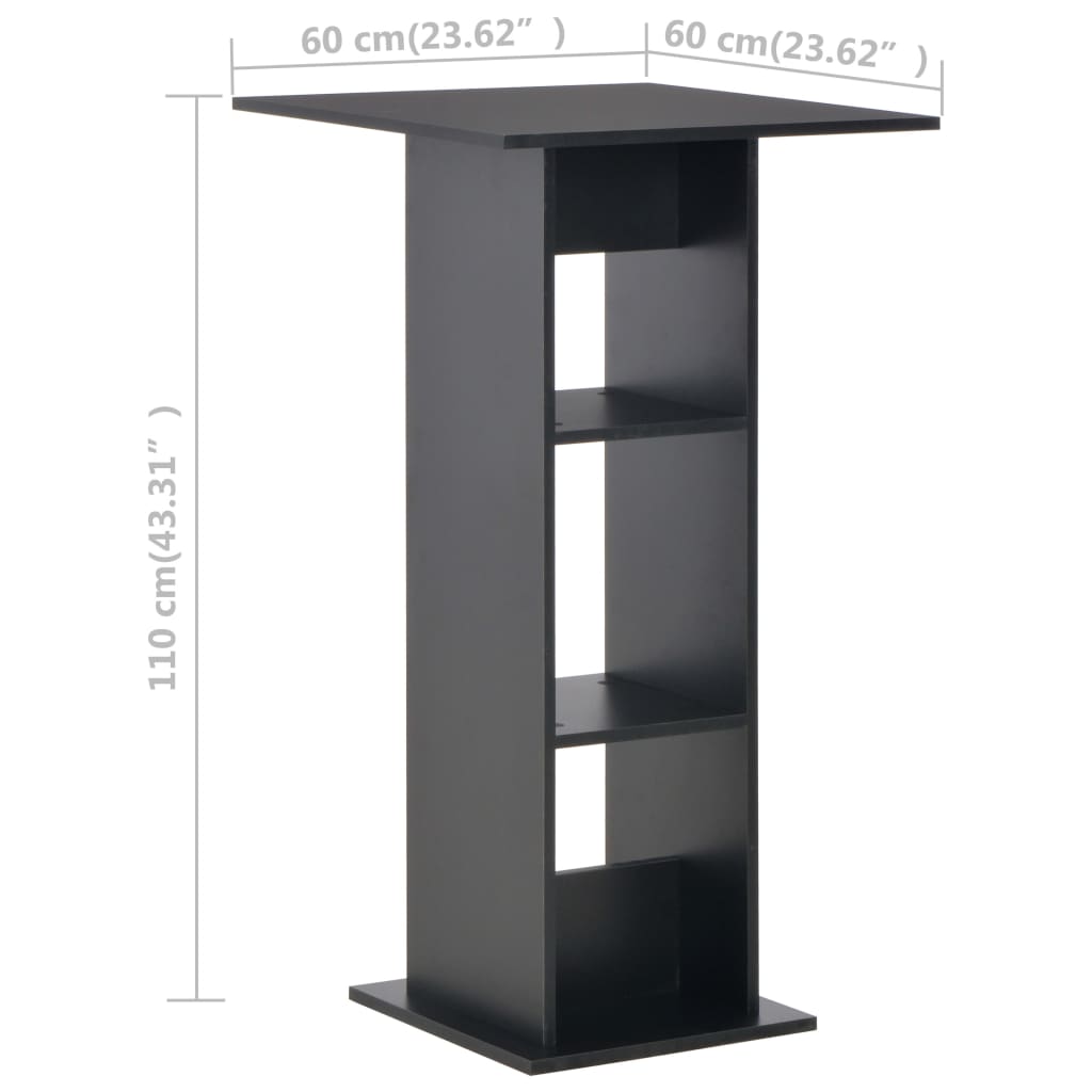 vidaXL Stolik barowy, czarny, 60 x 60 x 110 cm