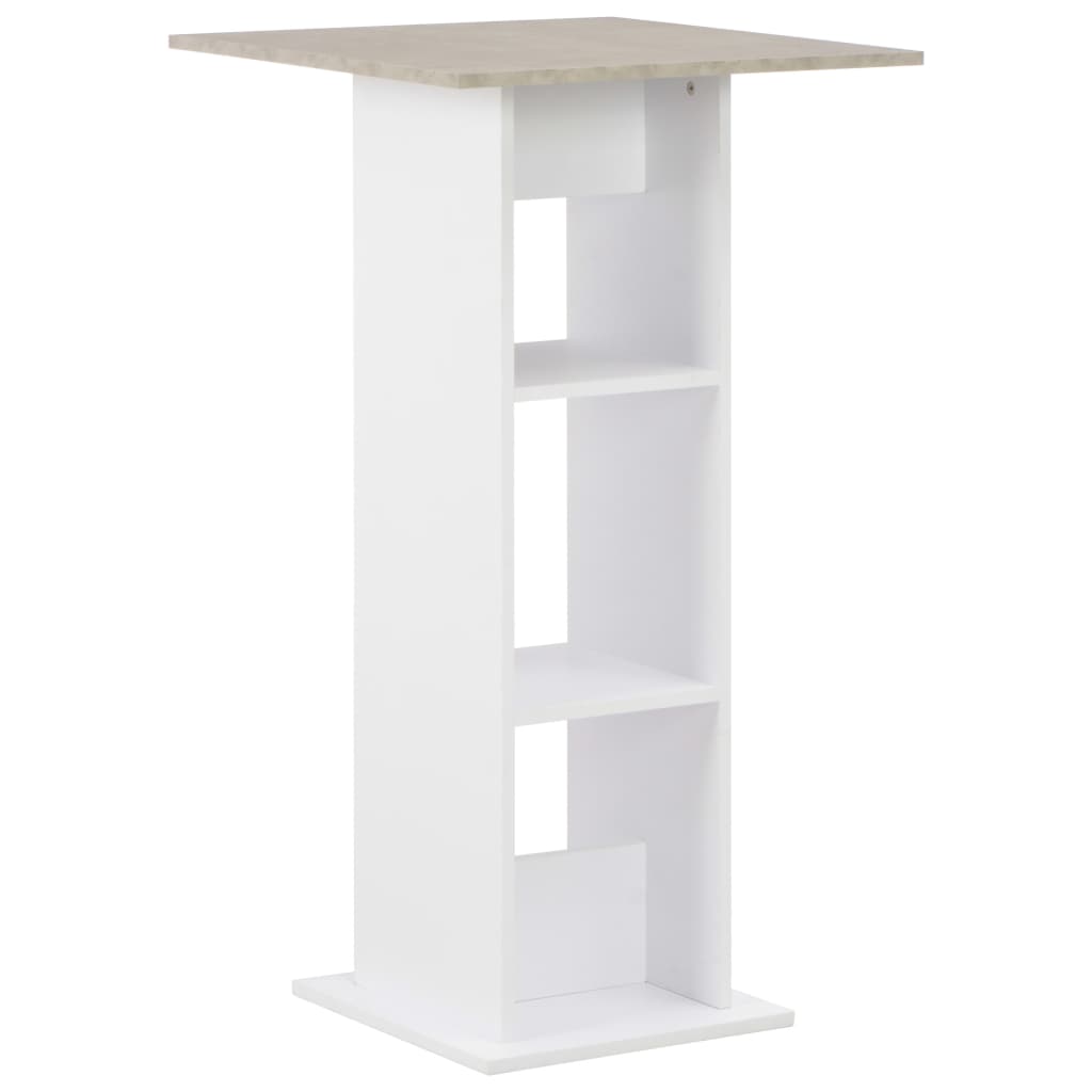 vidaXL Stolik barowy, biel i kolor betonu, 60 x 60 x 110 cm
