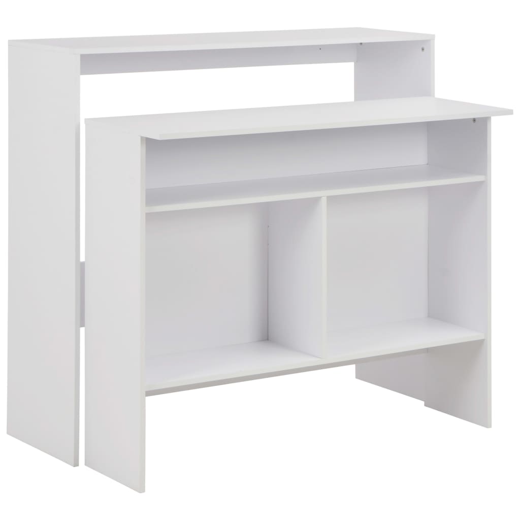 vidaXL Stół barowy z 2 blatami, biały, 130 x 40 x 120 cm