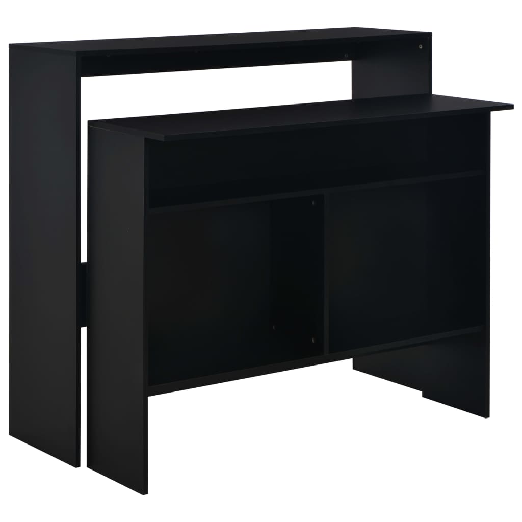 vidaXL Stół barowy z 2 blatami, czarny, 130 x 40 x 120 cm