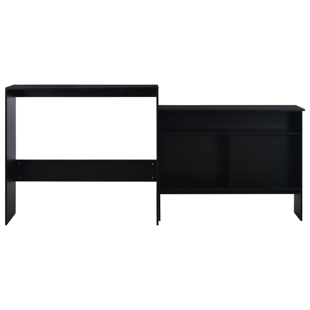 vidaXL Stół barowy z 2 blatami, czarny, 130 x 40 x 120 cm