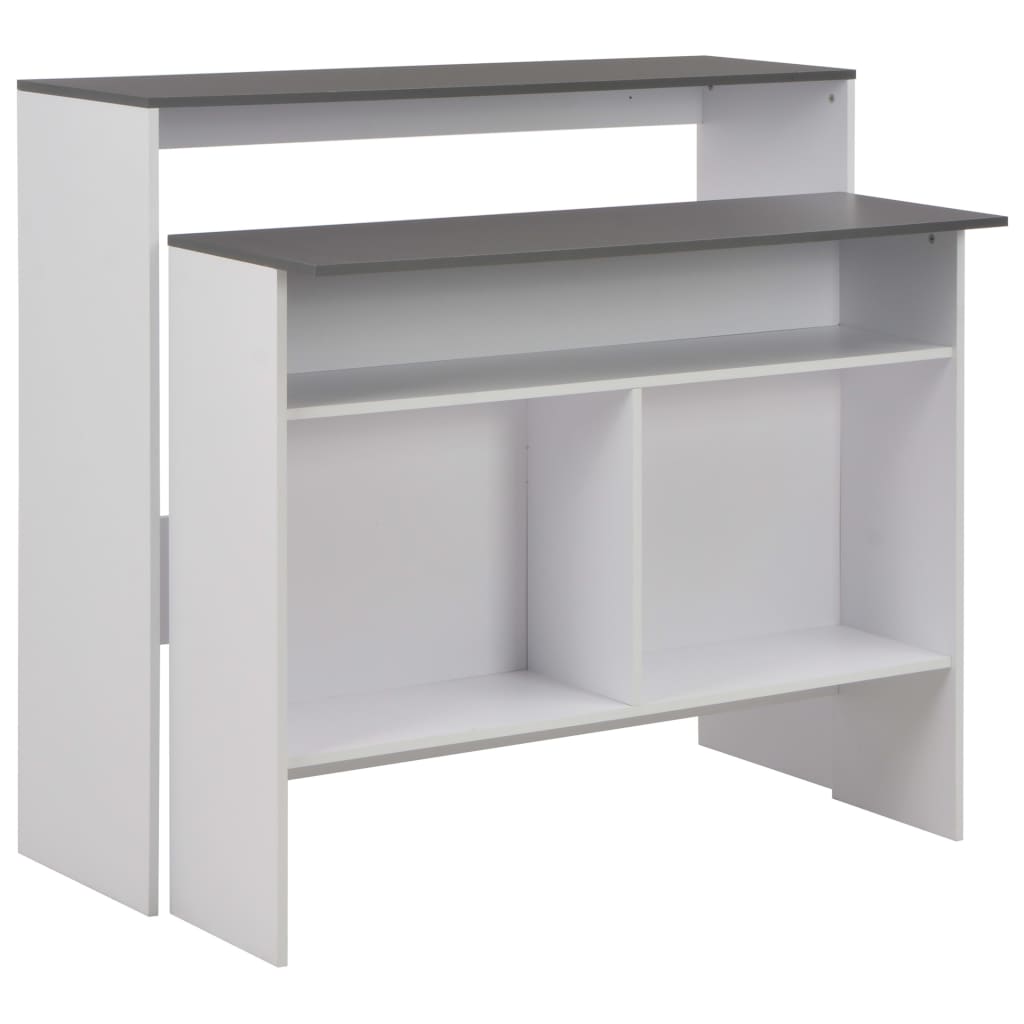 vidaXL Stół barowy z 2 blatami, biało-szary, 130 x 40 x 120 cm
