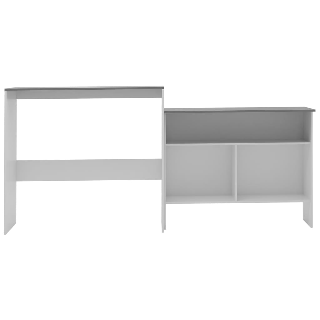 vidaXL Stół barowy z 2 blatami, biało-szary, 130 x 40 x 120 cm