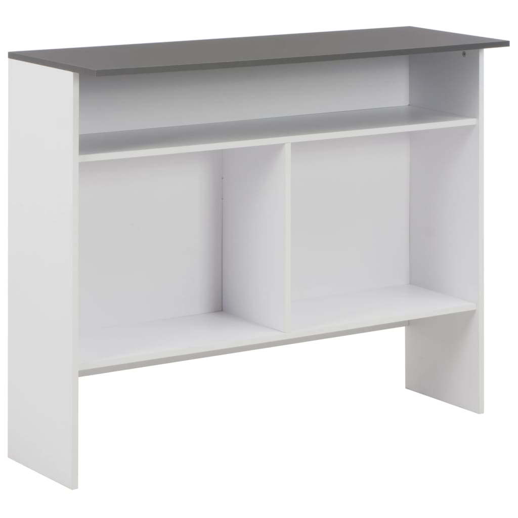 vidaXL Stół barowy z 2 blatami, biało-szary, 130 x 40 x 120 cm