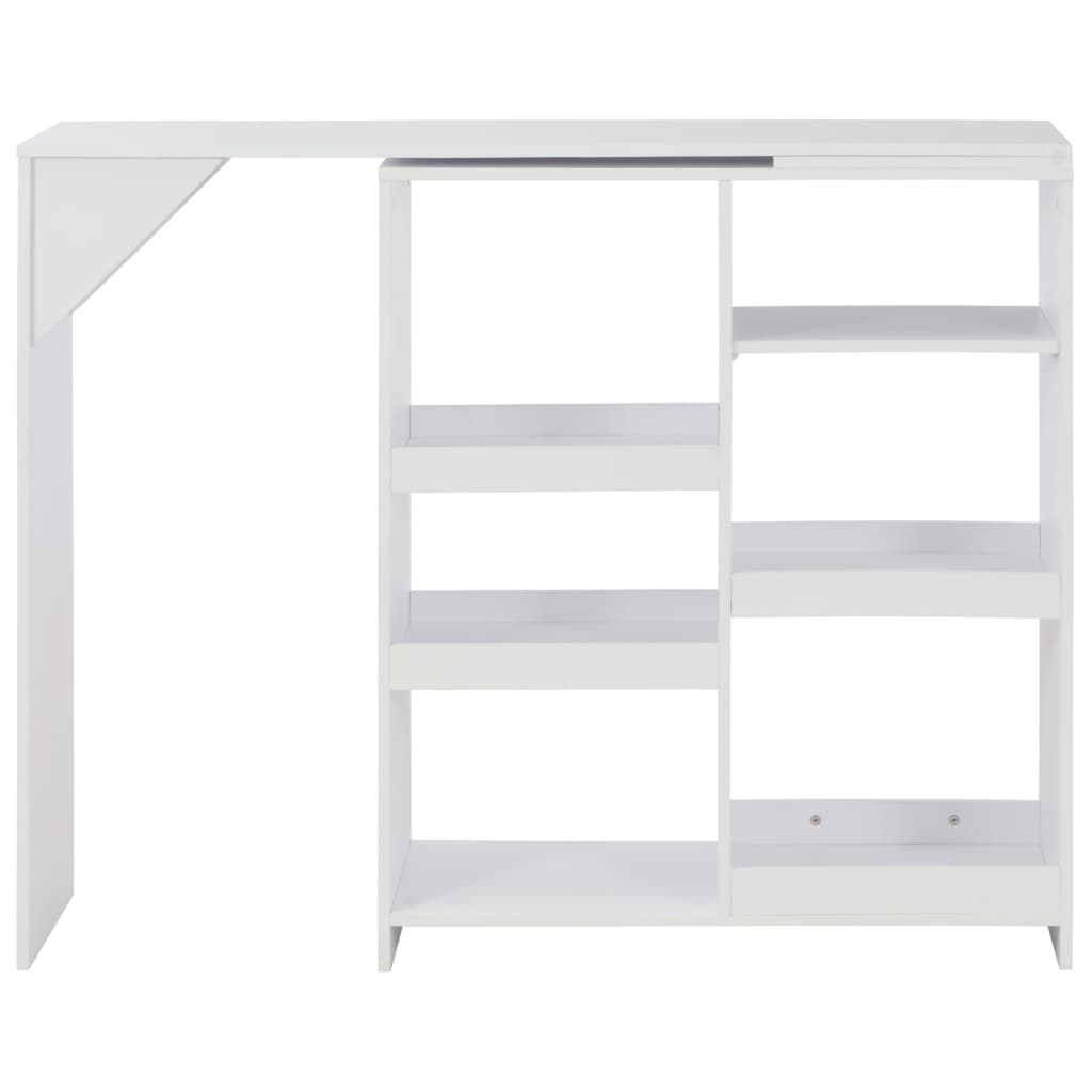 vidaXL Stolik barowy z ruchomym regałem, biały, 138 x 39 x 110 cm