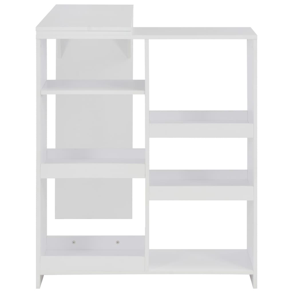 vidaXL Stolik barowy z ruchomym regałem, biały, 138 x 39 x 110 cm