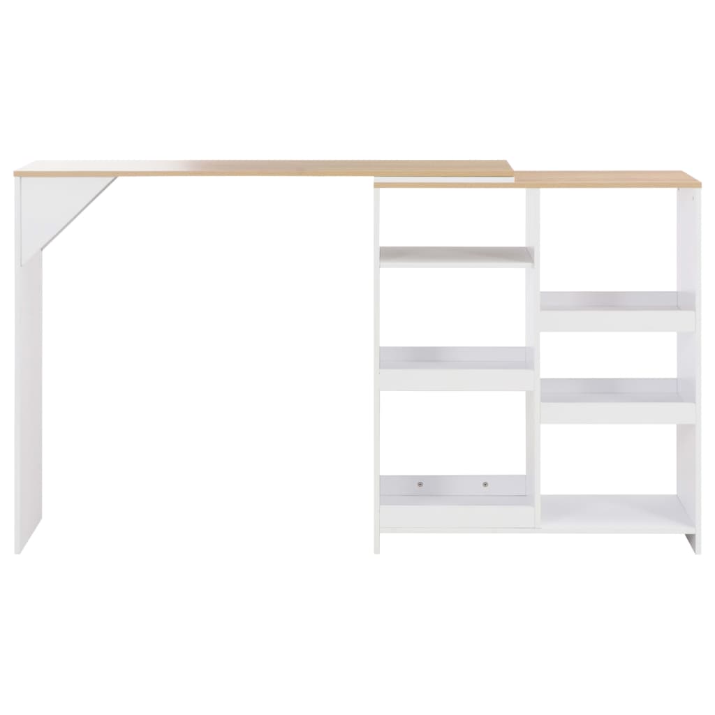 vidaXL Stolik barowy z ruchomym regałem, biały, 138 x 39 x 110 cm