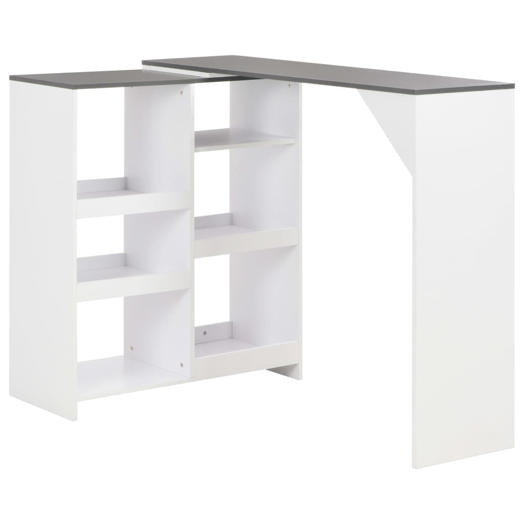 vidaXL Stolik barowy z ruchomym regałem, biały, 138 x 39 x 110 cm