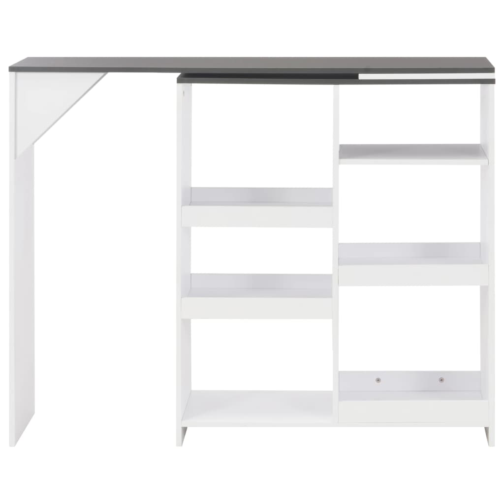 vidaXL Stolik barowy z ruchomym regałem, biały, 138 x 39 x 110 cm