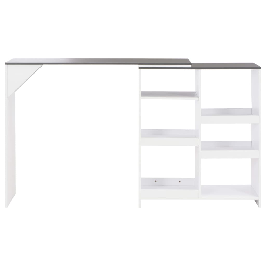 vidaXL Stolik barowy z ruchomym regałem, biały, 138 x 39 x 110 cm