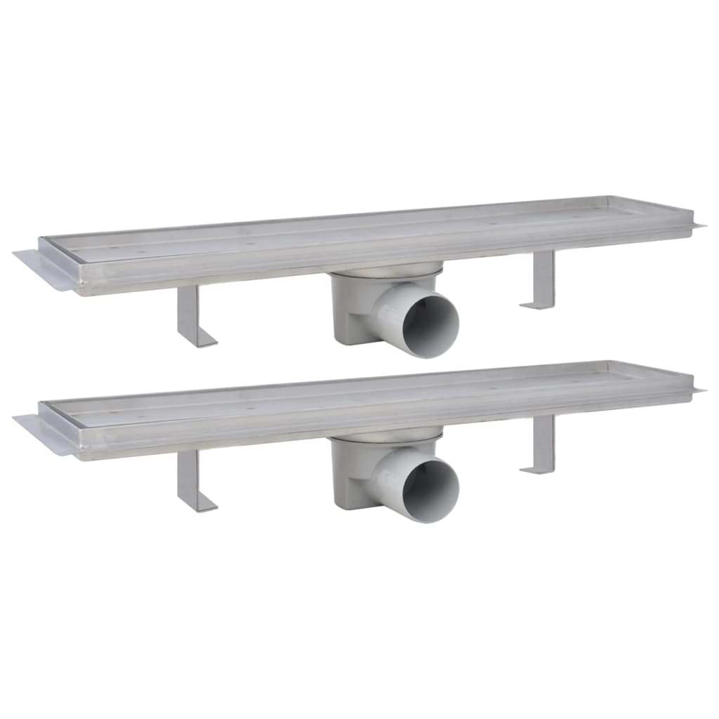 vidaXL Odpływ prysznicowy liniowy, 2 szt., 530x140 mm, stal nierdzewna