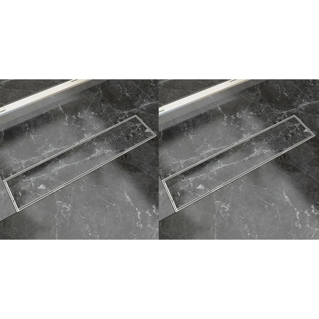 vidaXL Odpływ prysznicowy liniowy, 2 szt., 530x140 mm, stal nierdzewna