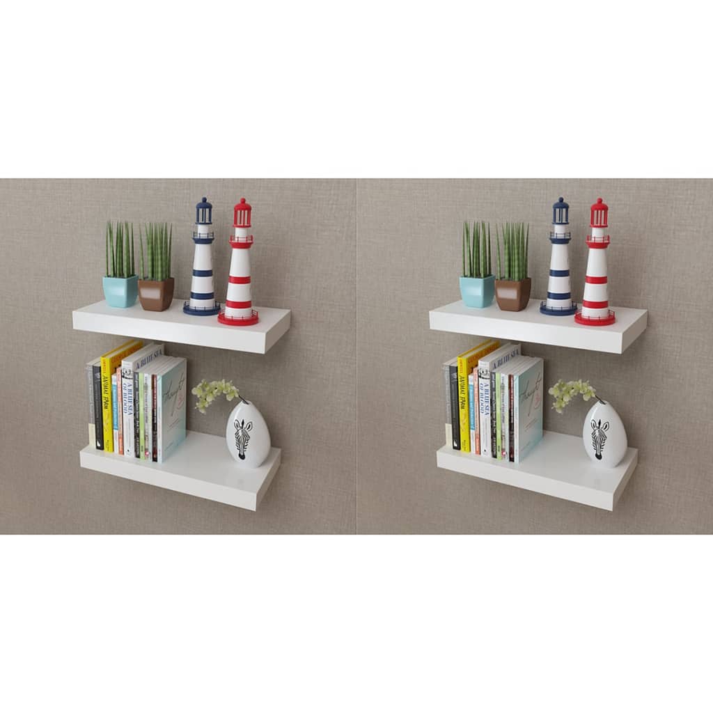 vidaXL Półki ścienne, 4 szt., białe, 40 cm