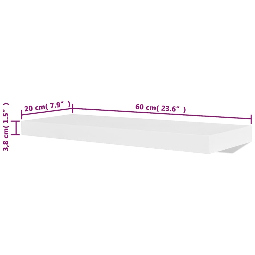 vidaXL Półki ścienne, 4 szt., białe, 60 cm