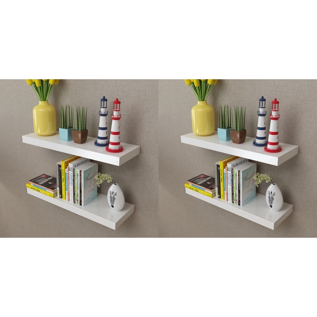 vidaXL Półki ścienne, 4 szt., białe, 60 cm