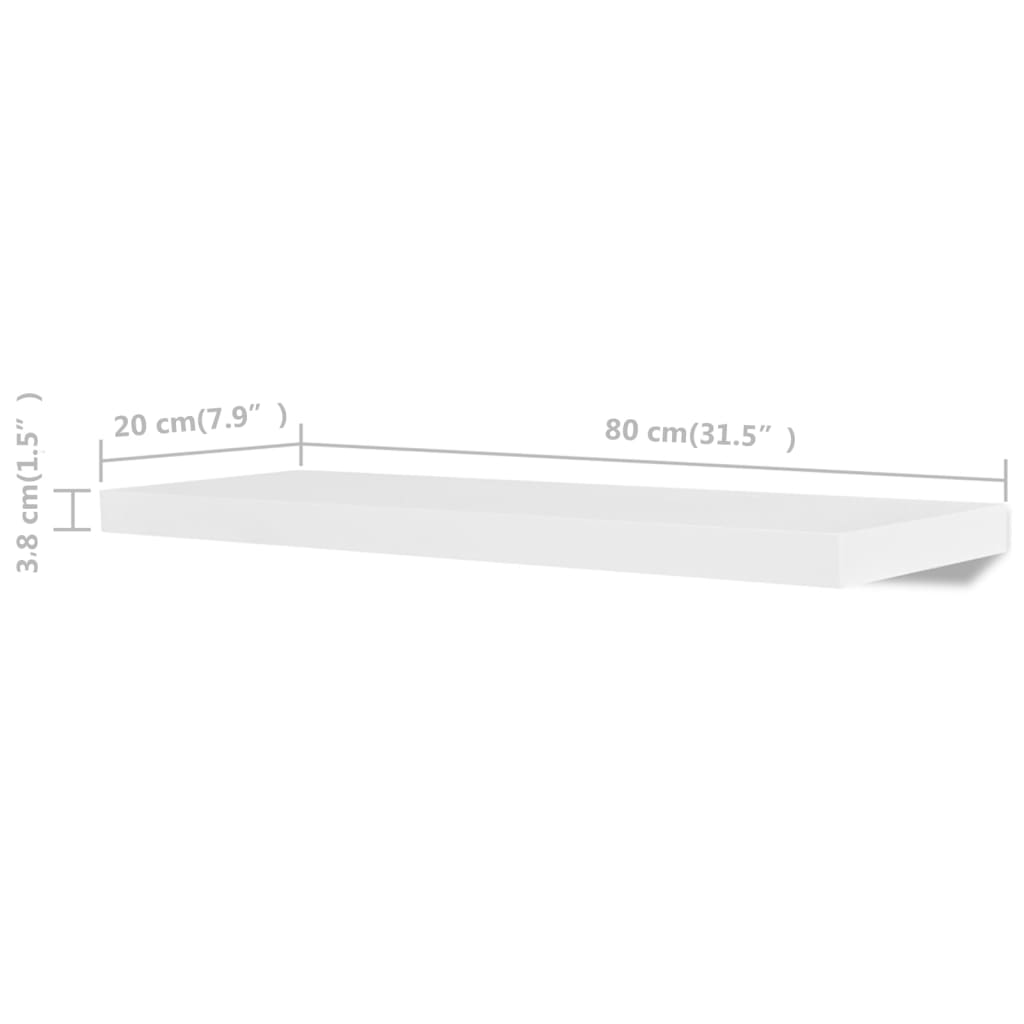 vidaXL Półki ścienne, 4 szt., białe, 80 cm