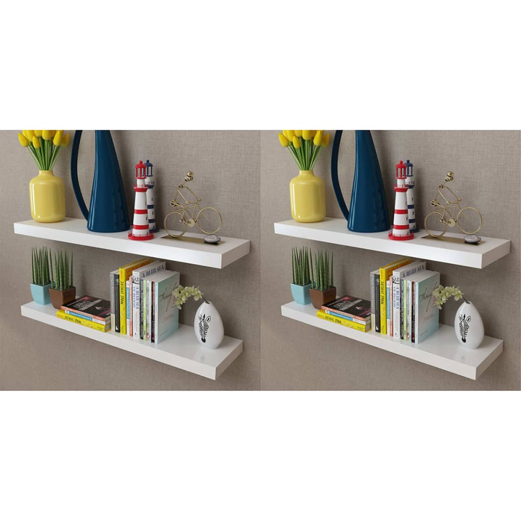 vidaXL Półki ścienne, 4 szt., białe, 80 cm