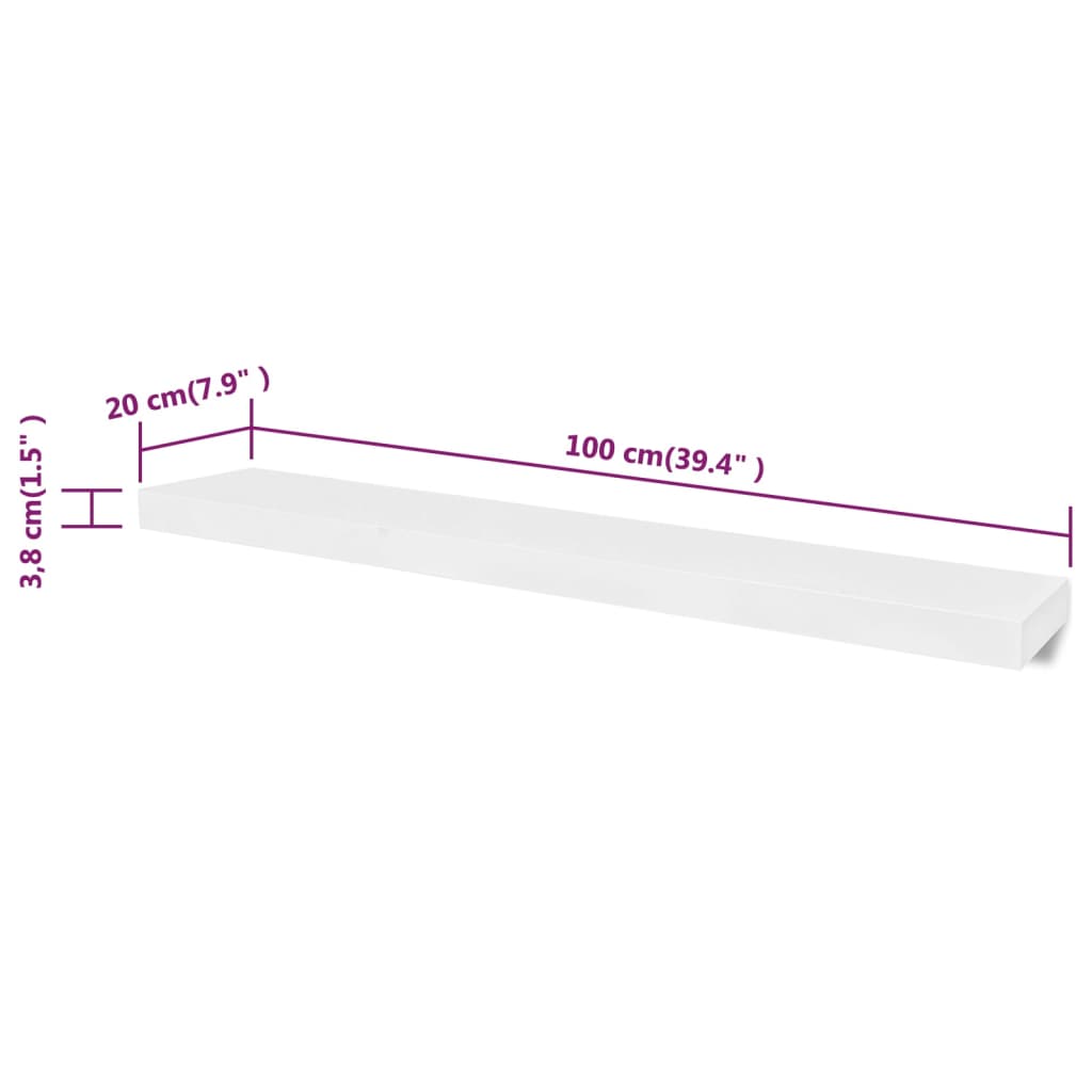 vidaXL Półki ścienne, 4 szt., białe, 100 cm