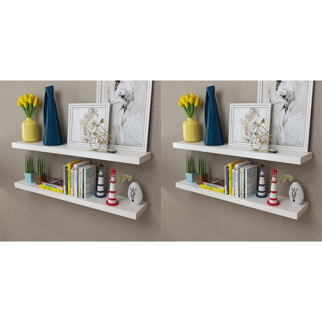 vidaXL Półki ścienne, 4 szt., białe, 100 cm